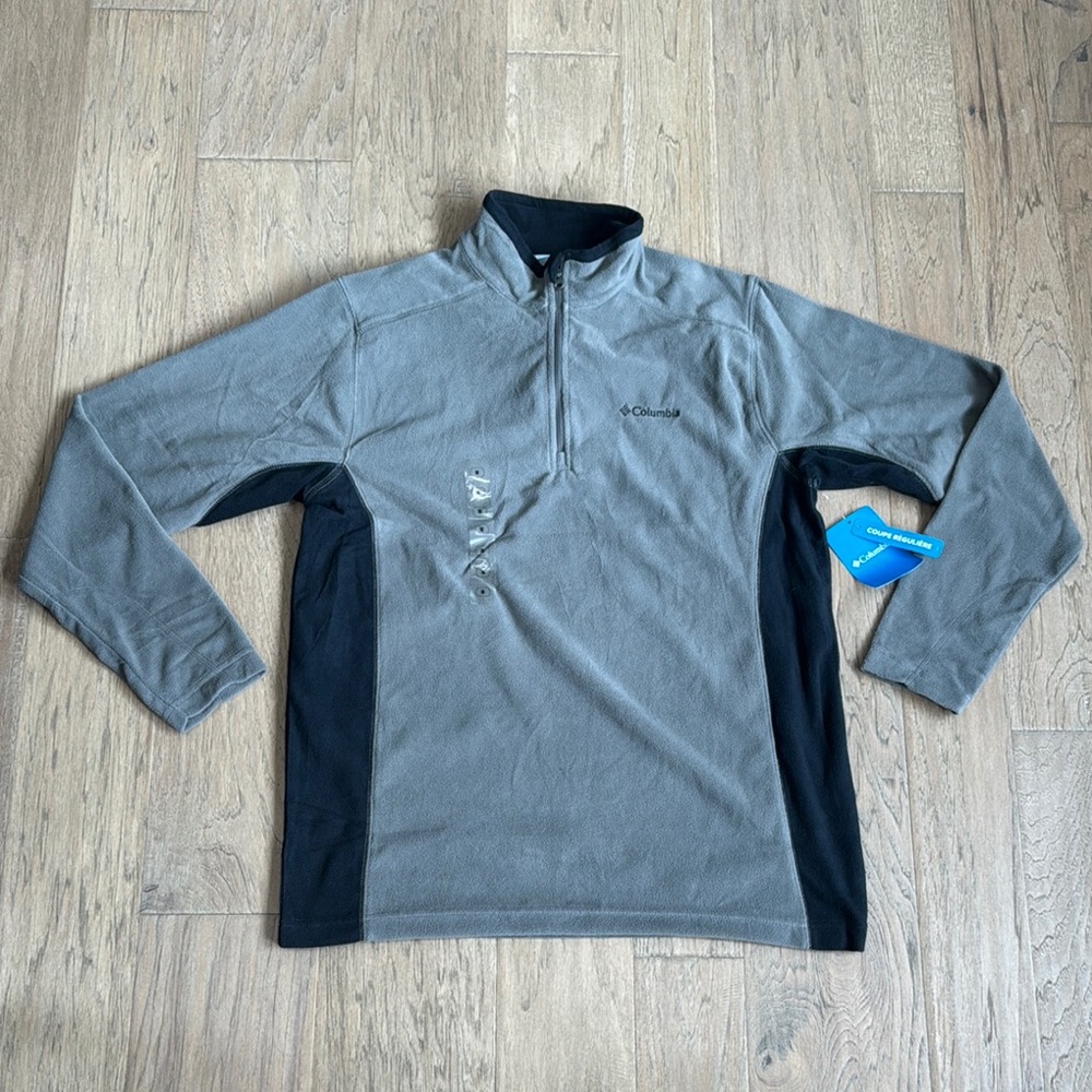 NWT Columbia Men's Gray and Black Plain Ridge Half Zip Jacket Size Medium